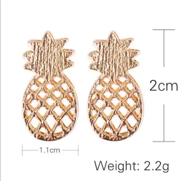 LAST SET Golden Pineapple Stud Earrings - Picture 4 of 6